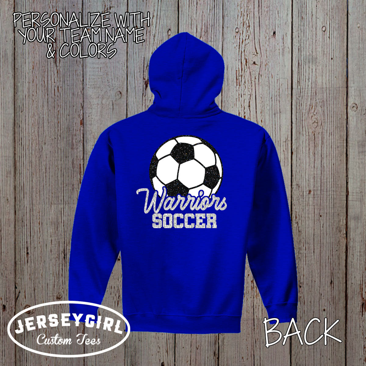 custom glitter soccer zip-up hoodie
