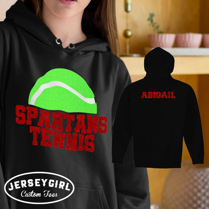 custom glitter tennis hoodie
