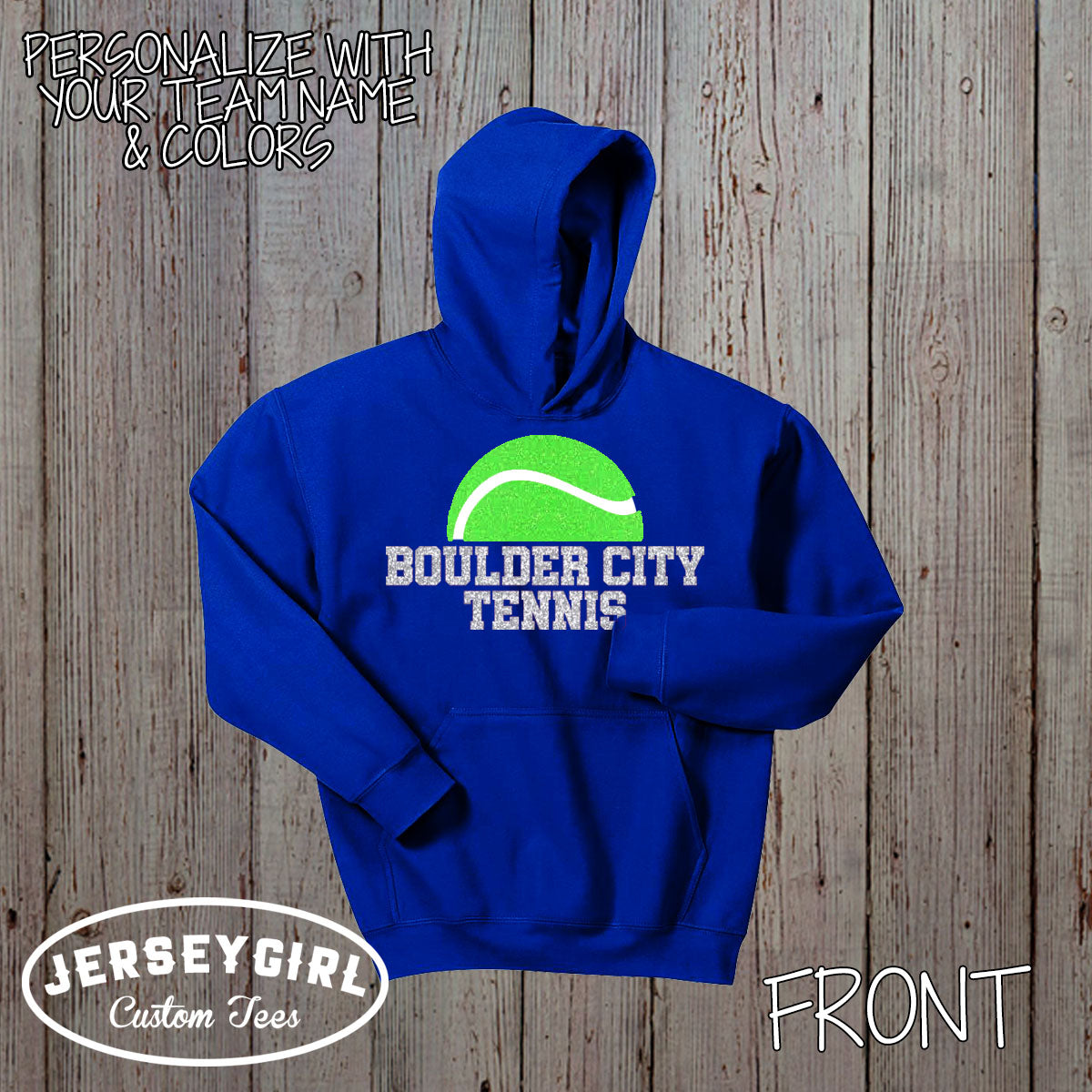 custom glitter tennis hoodie