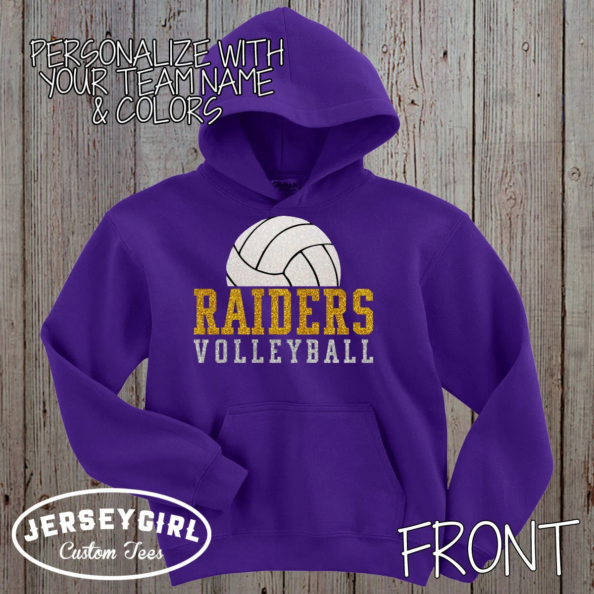 custom glitter volleyball hoodie