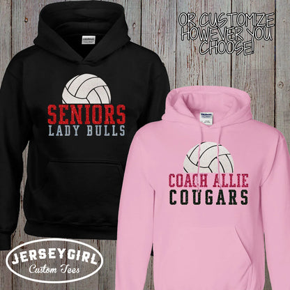 custom glitter volleyball hoodie