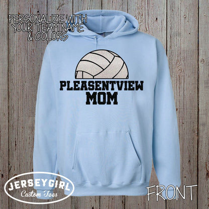 custom glitter volleyball mom hoodie
