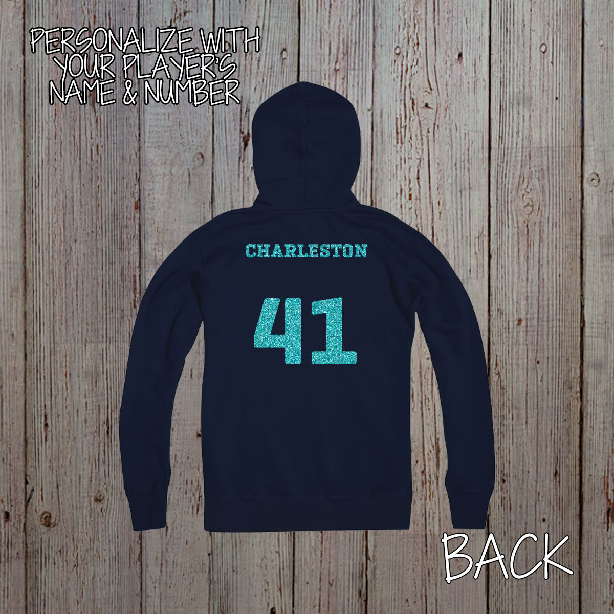 glitter volleyball mom sweatshirt with name & number