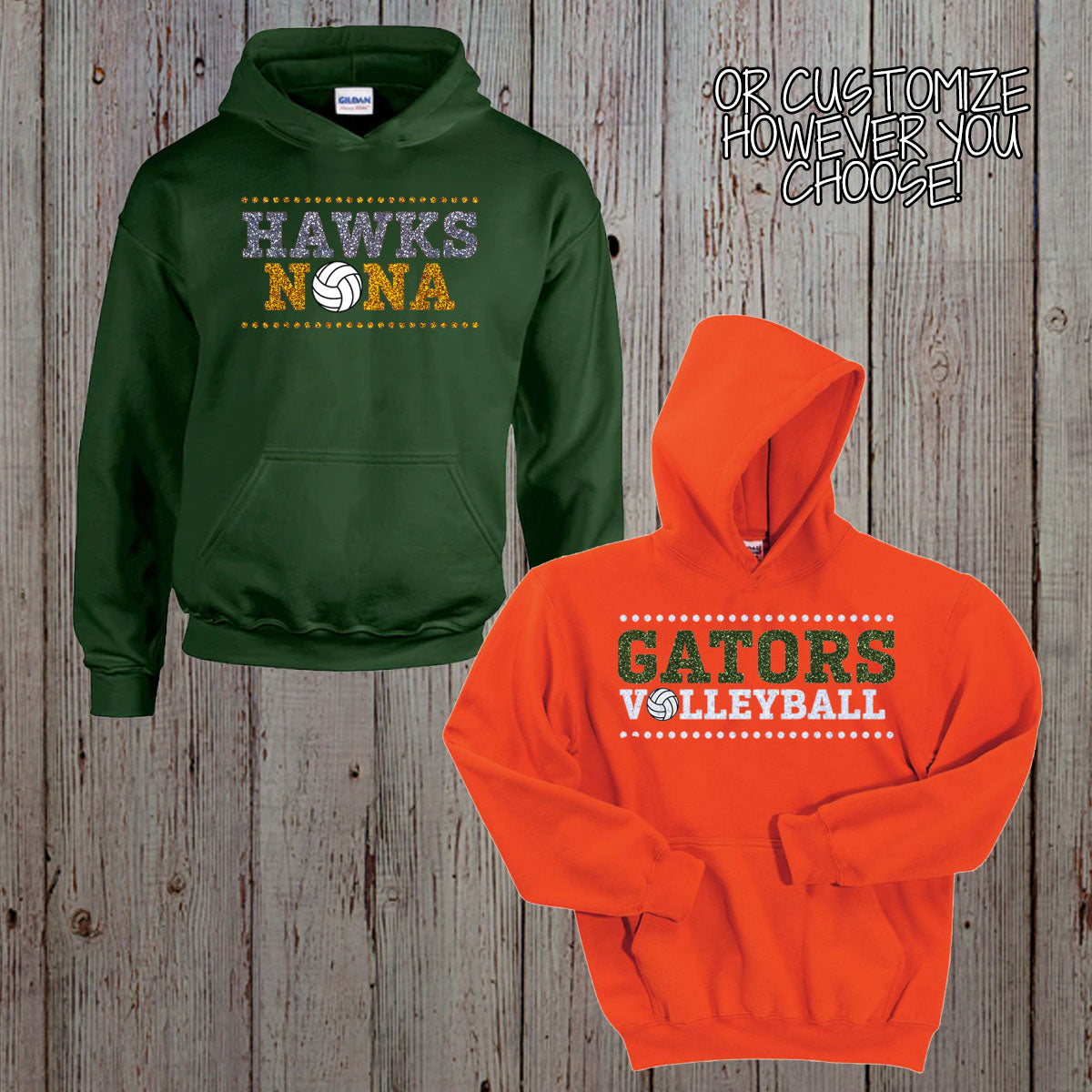 glitter volleyball mom sweatshirt with name & number