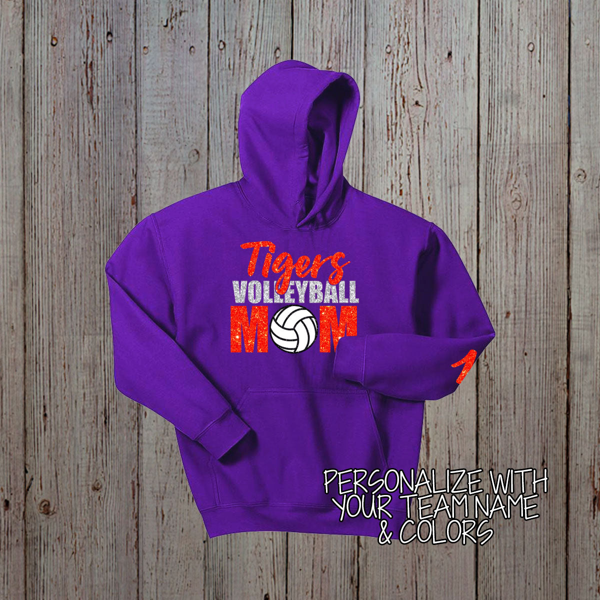 custom glitter volleyball mom sweatshirt
