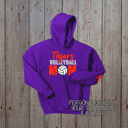 custom glitter volleyball mom sweatshirt