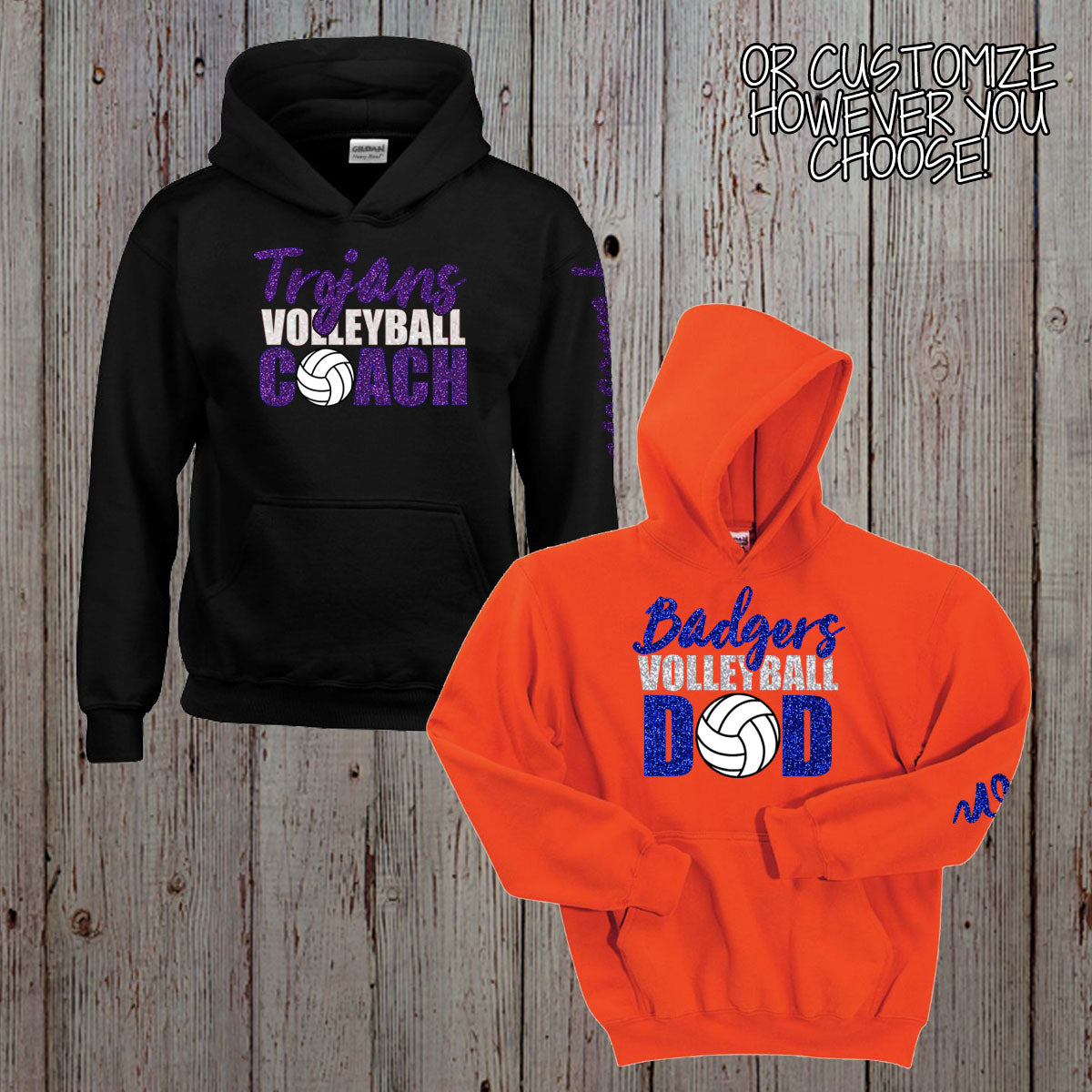 custom glitter volleyball mom sweatshirt