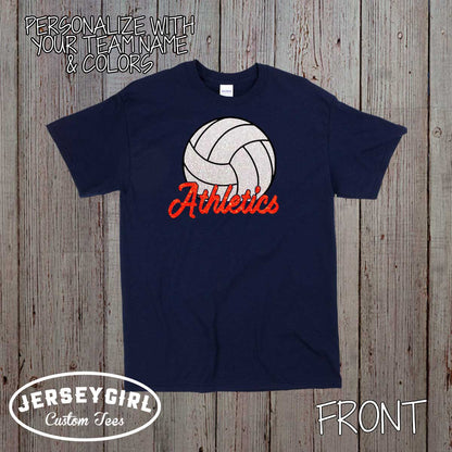 custom glitter volleyball shirt with name & number