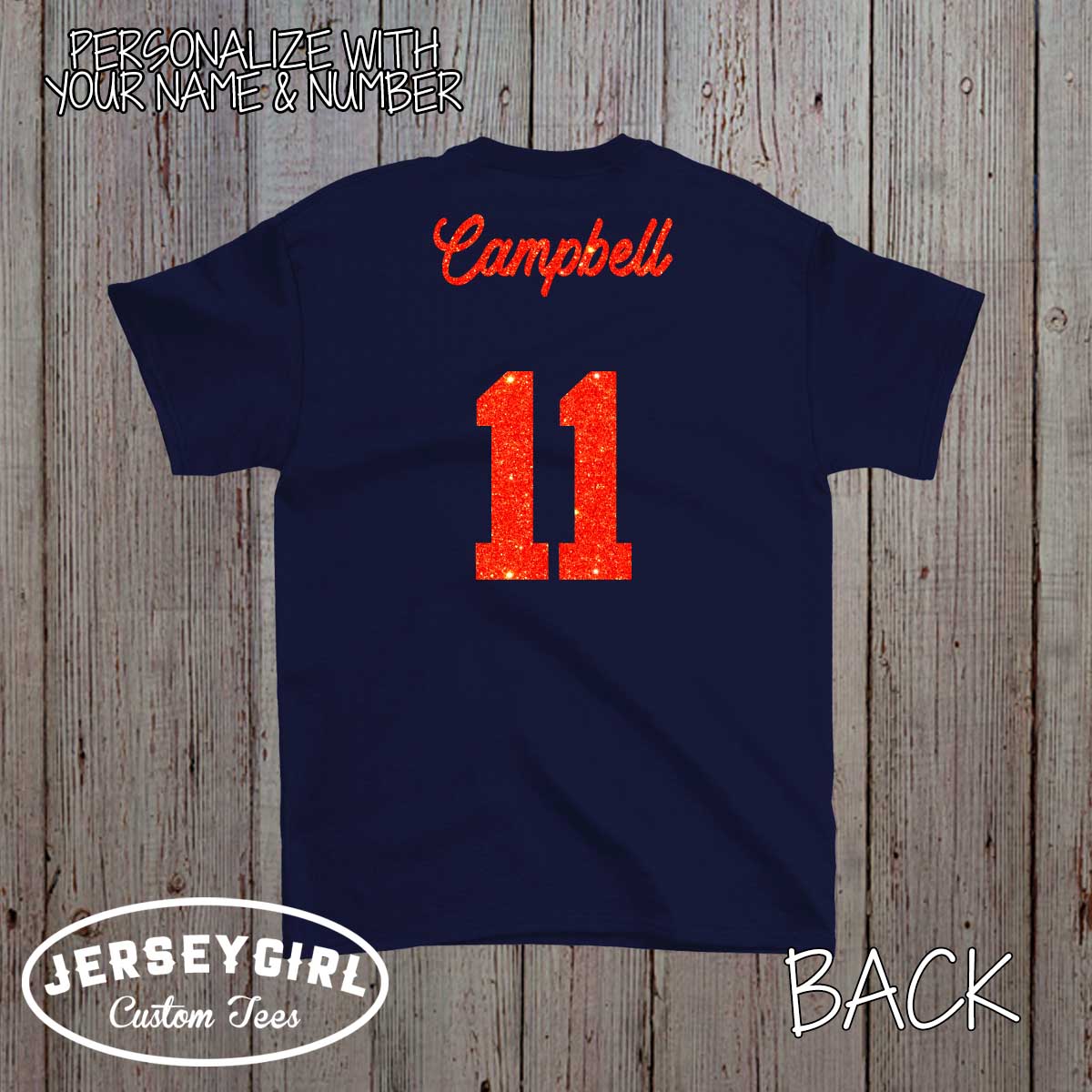 custom glitter volleyball shirt with name & number