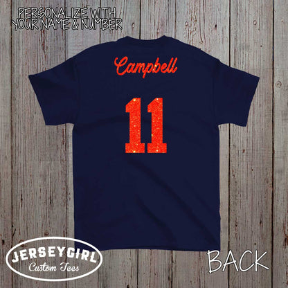 custom glitter volleyball shirt with name & number