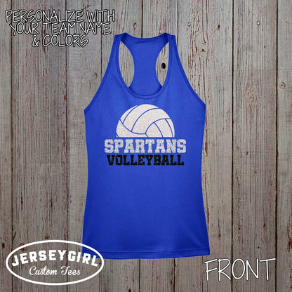 personalized glitter volleyball tank top