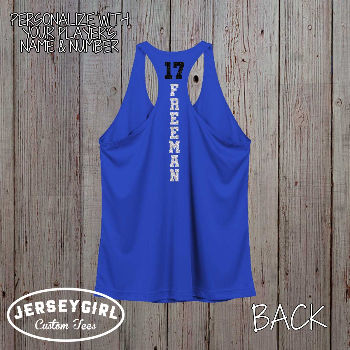 personalized glitter volleyball tank top