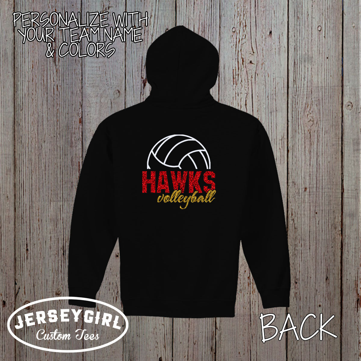  glitter volleyball zip-up hoodie