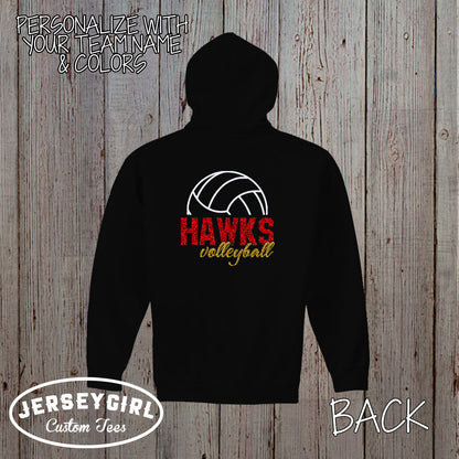  glitter volleyball zip-up hoodie