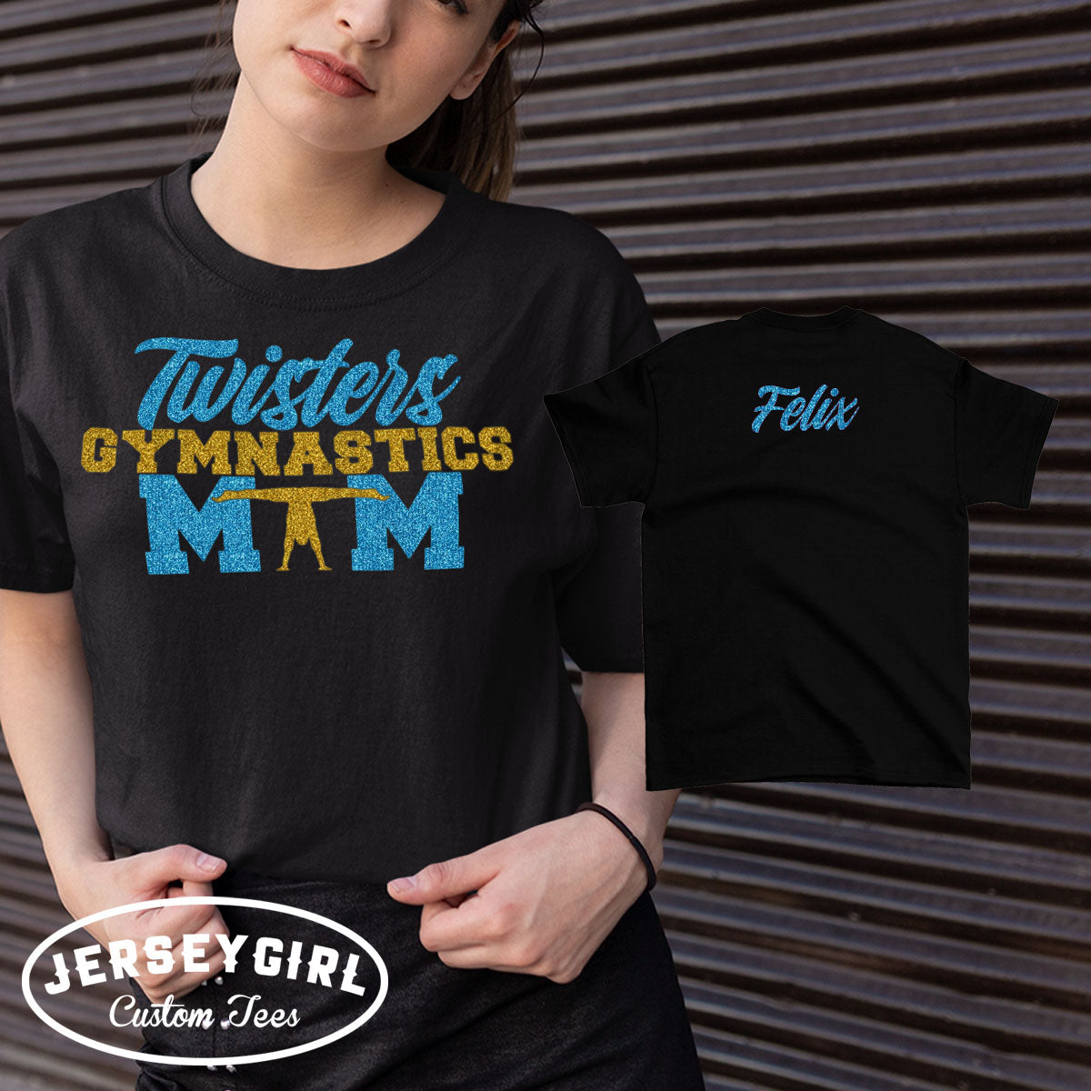 glitter boys gymnastics mom t-shirt