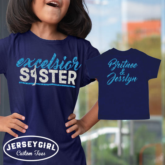 custom gymnastics sister shirt with gymnast's name