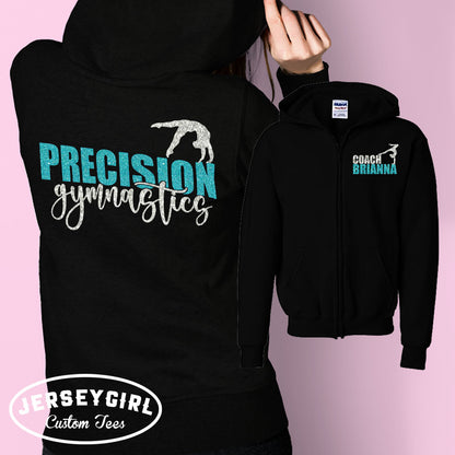 custom gymnastics coach zip up hoodie