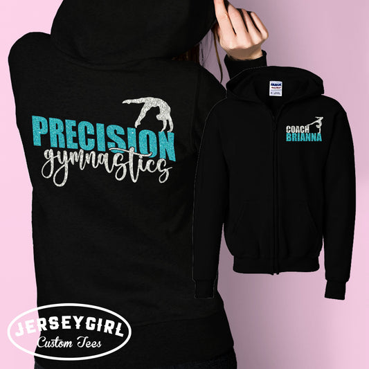 custom gymnastics coach zip up hoodie