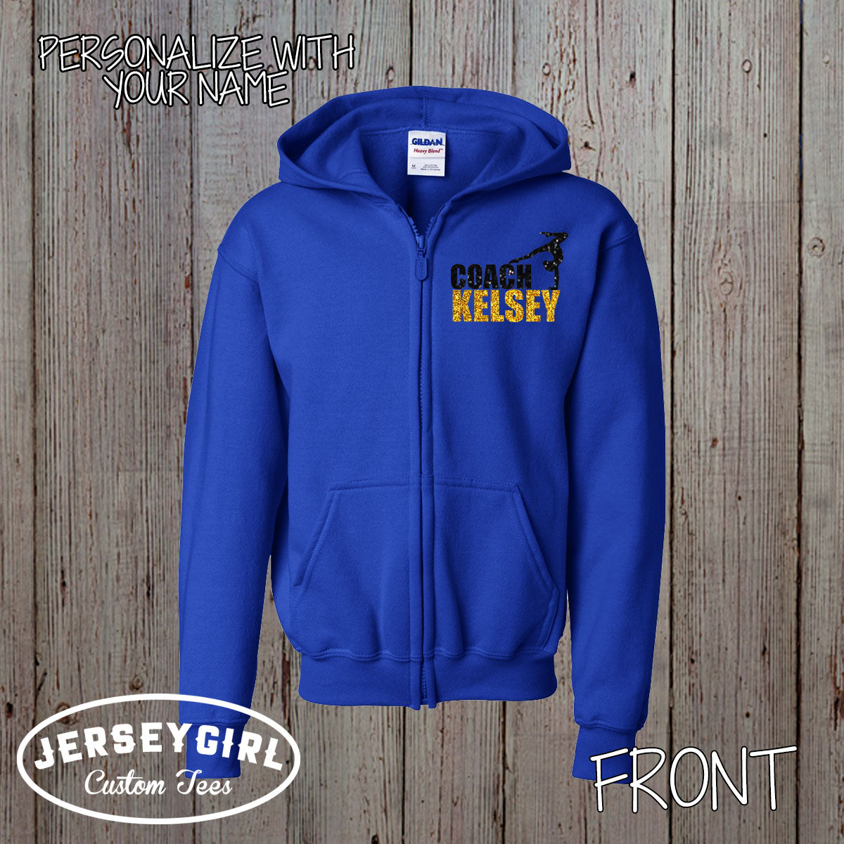 custom gymnastics coach zip up hoodie