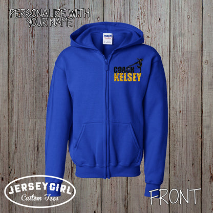 custom gymnastics coach zip up hoodie
