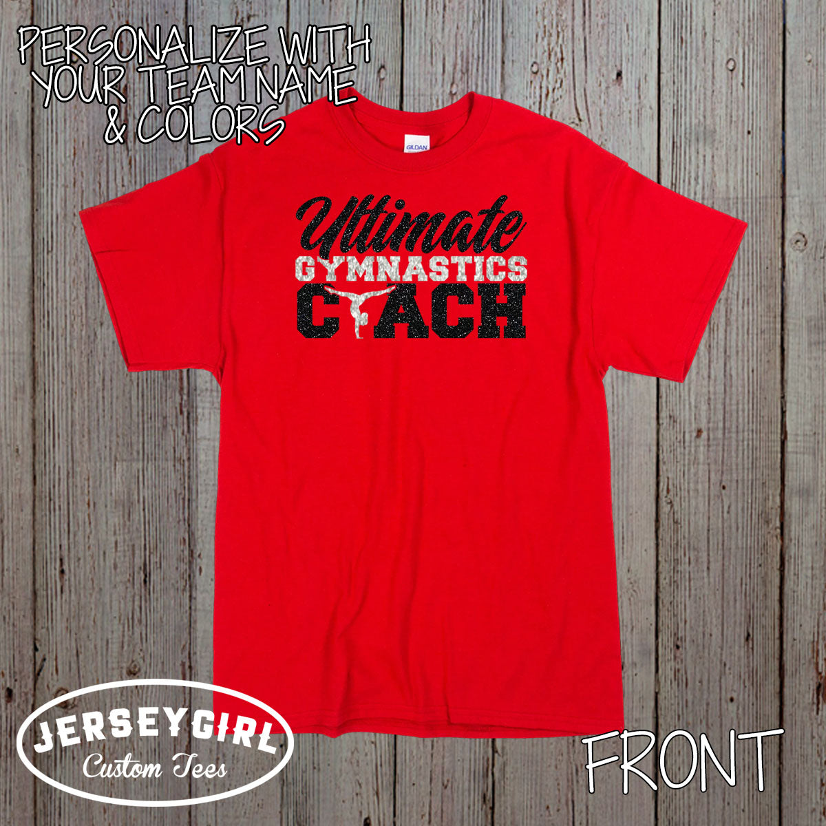 custom glitter gymnastics coach shirt
