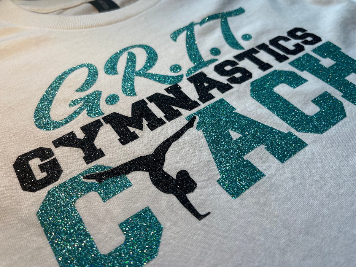 custom glitter gymnastics coach shirt
