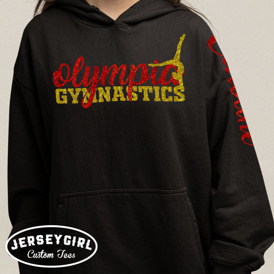 personalized glitter gymnastics hoodie