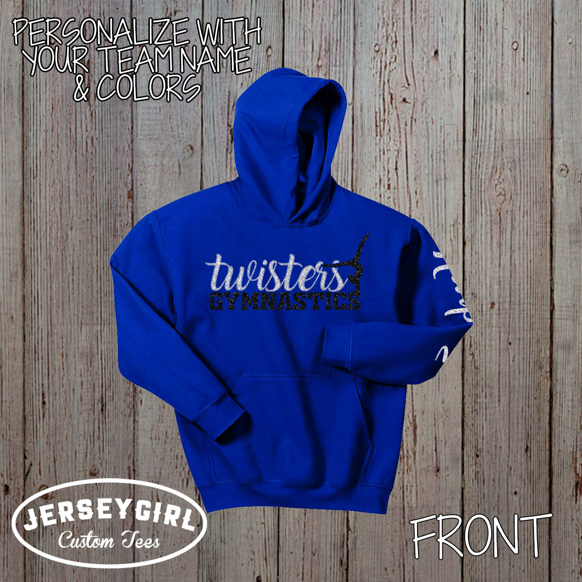 personalized glitter gymnastics hoodie