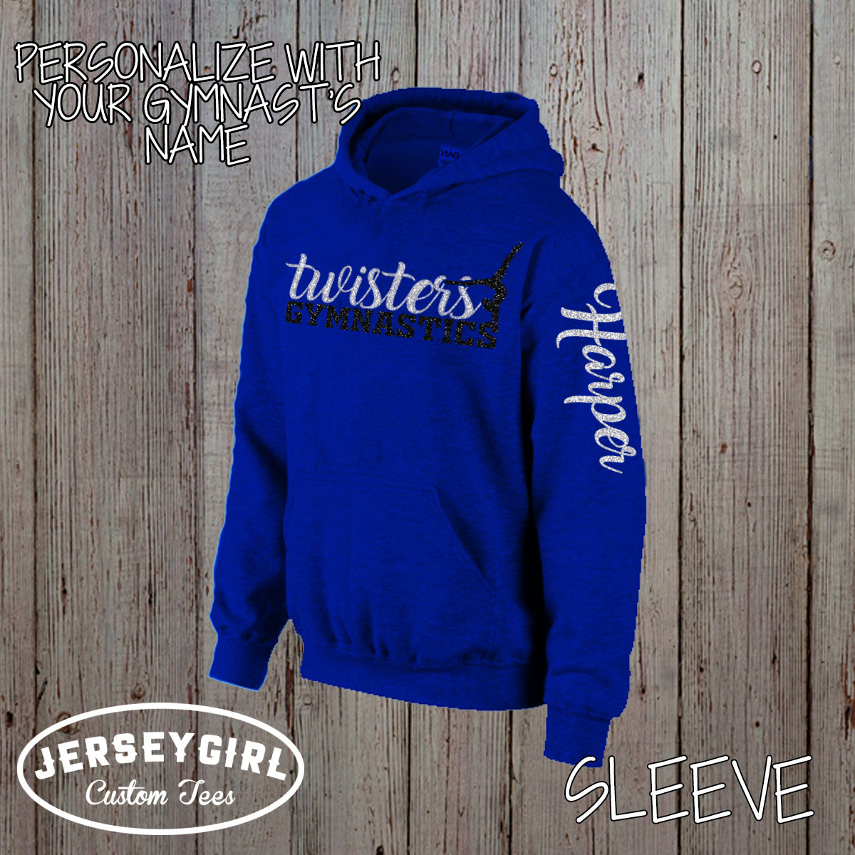 personalized glitter gymnastics hoodie