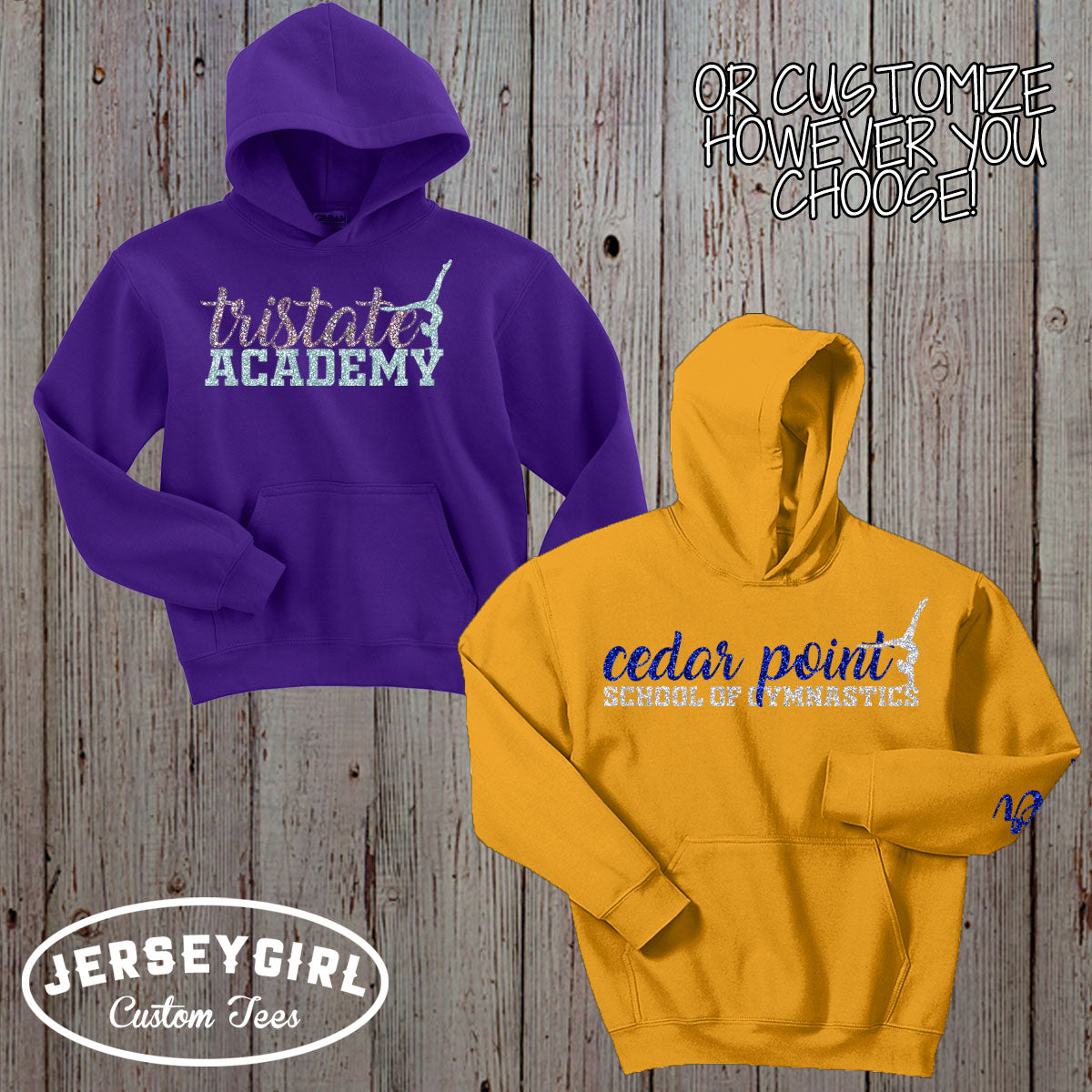 personalized glitter gymnastics hoodie