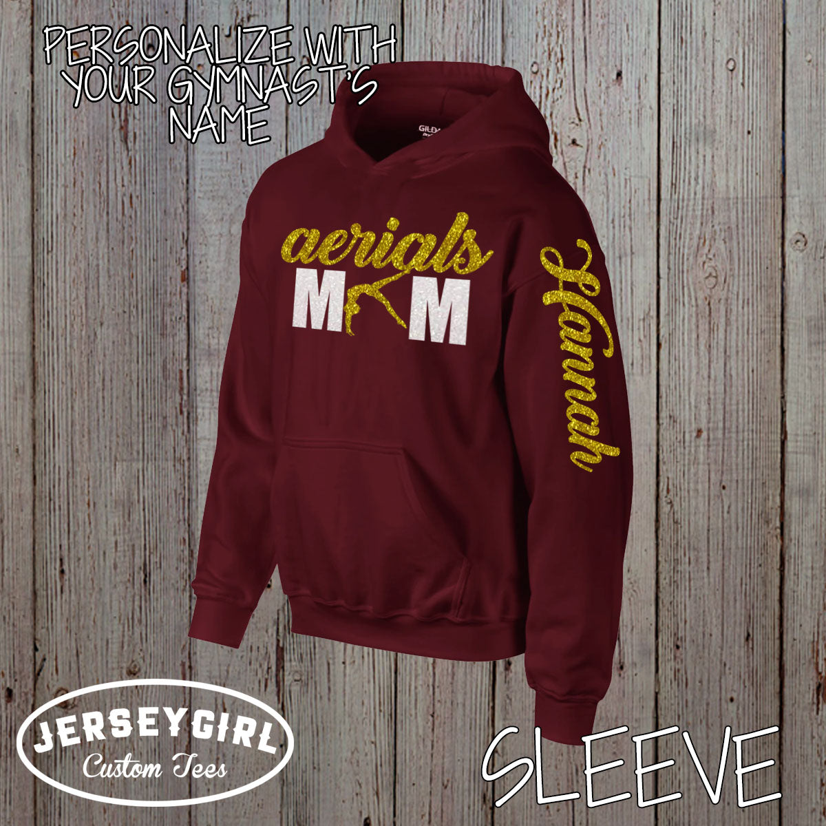 custom gymnastics mom sweatshirt with gymnast's name