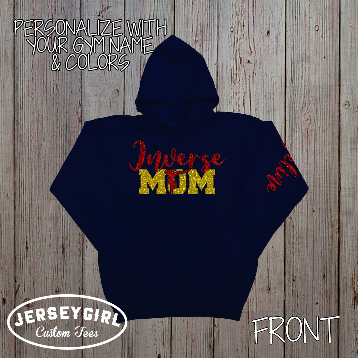 custom gymnastics mom hoodie with gymnast's name