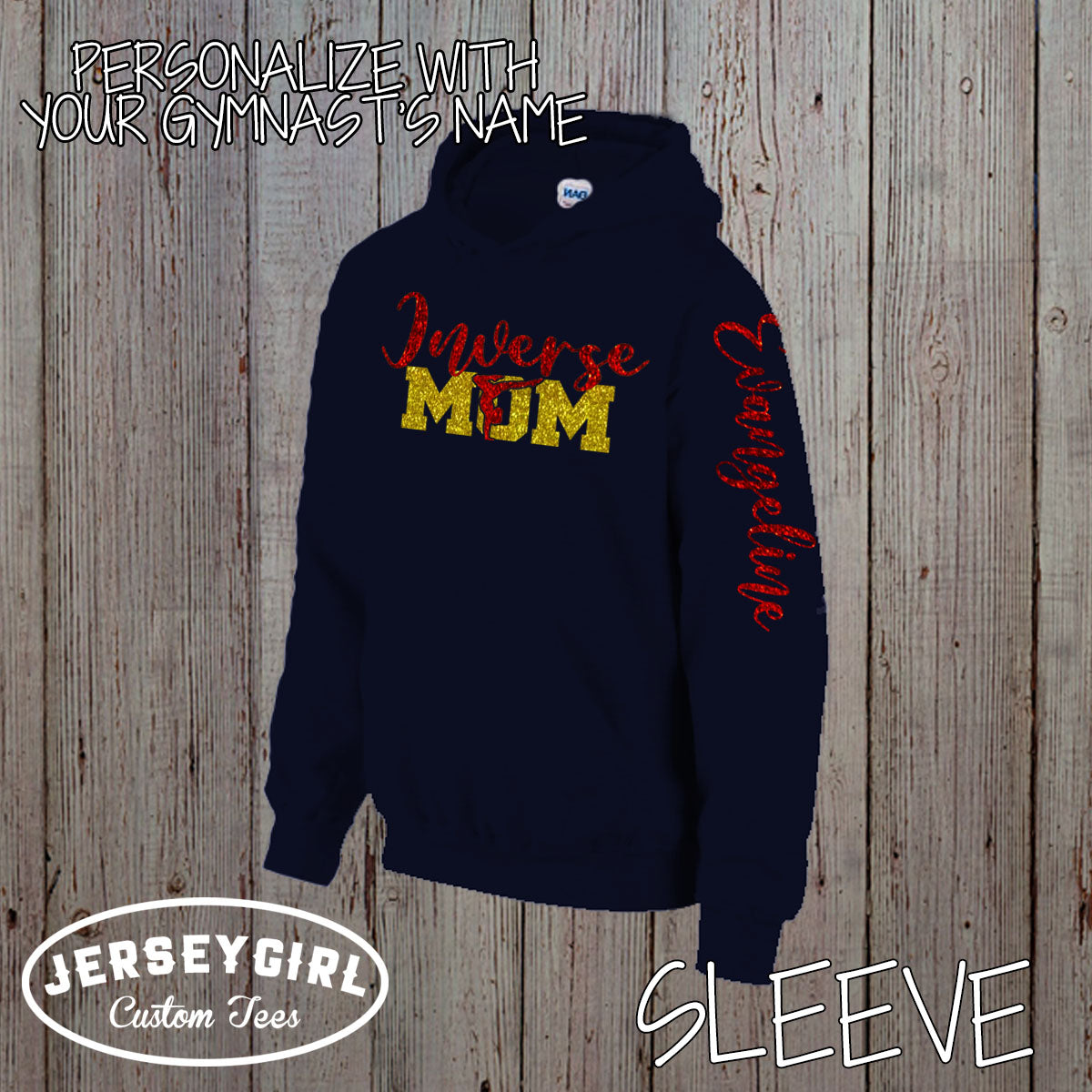 custom gymnastics mom hoodie with gymnast's name