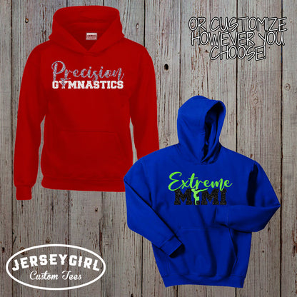 custom gymnastics mom hoodie with gymnast's name
