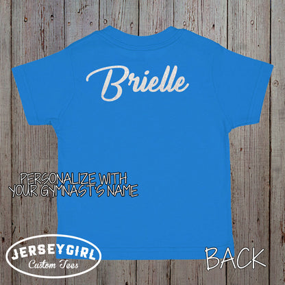 glitter gymnastics sister baby bodysuit / toddler shirt with gymnast's name