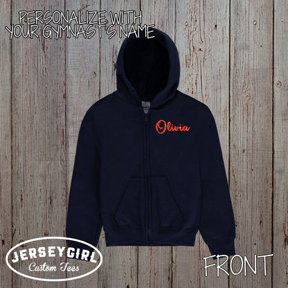 custom gymnastics zip up hoodie