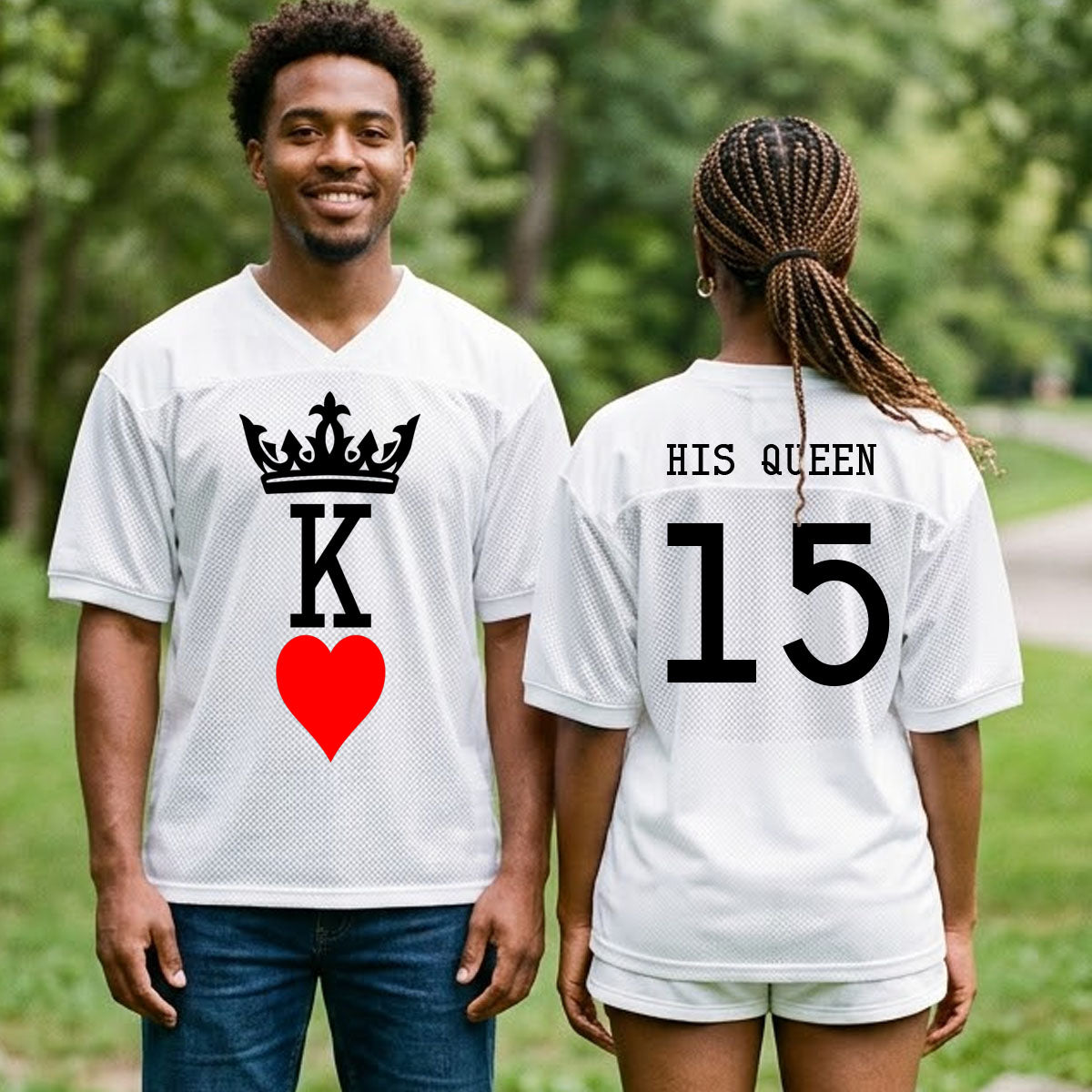 her king his queen football jerseys