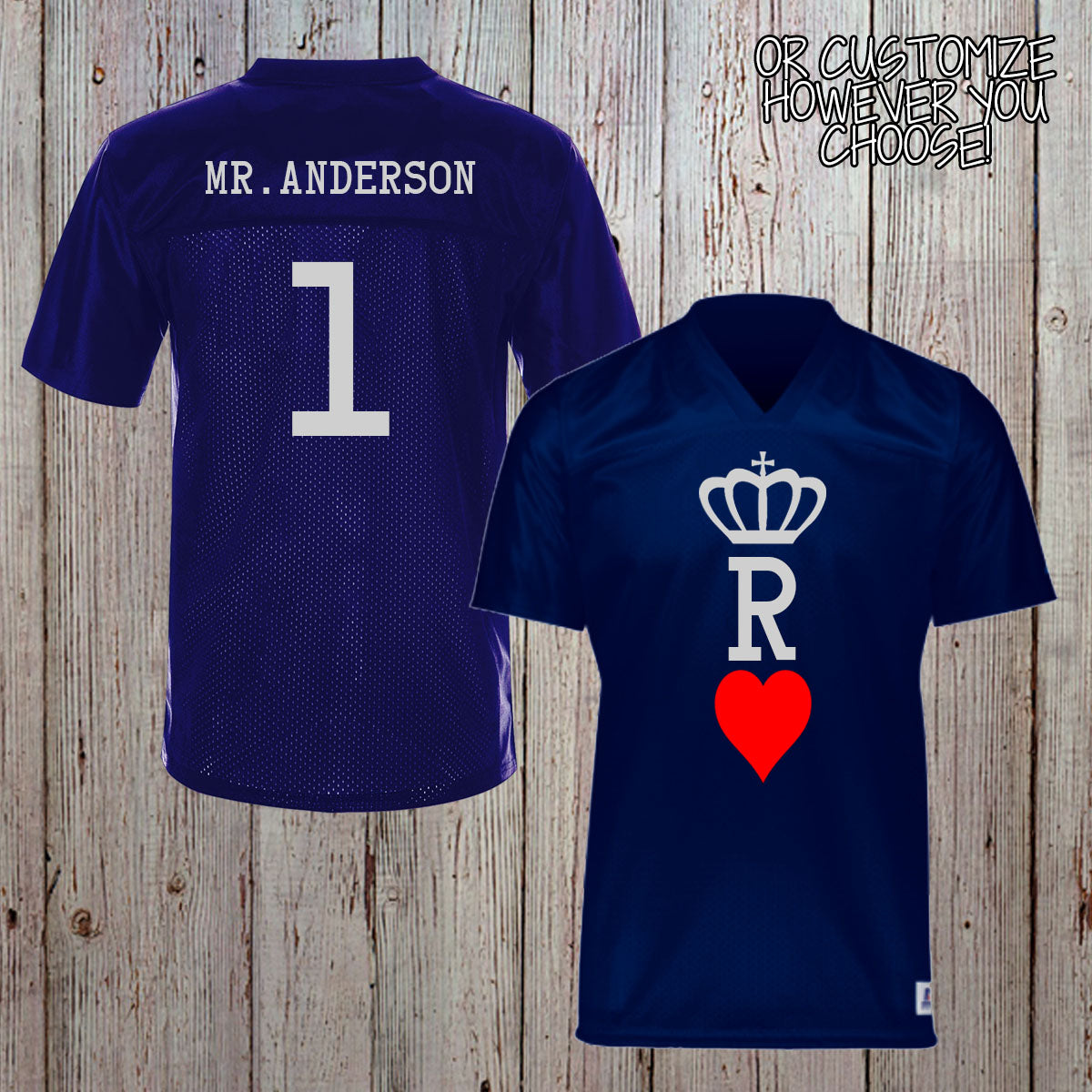her king his queen football jerseys