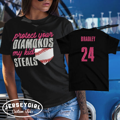 protect your diamonds my kid steals baseball shirt