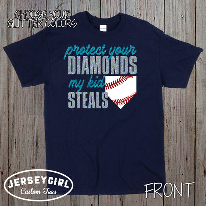protect your diamonds my kid steals baseball shirt