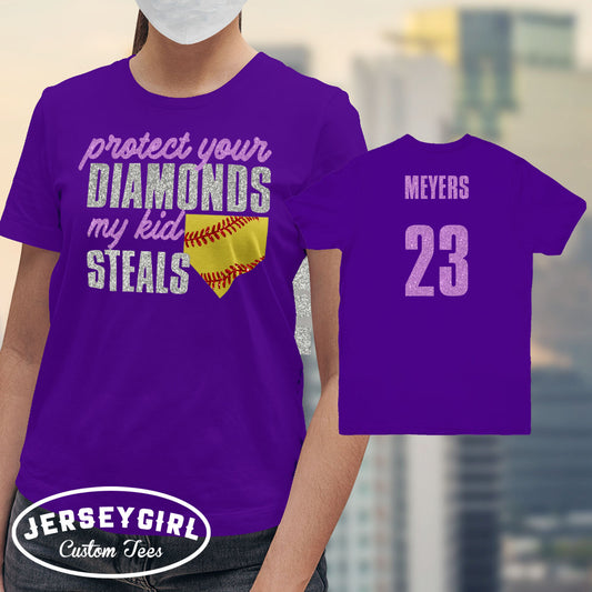 Protect Your Diamonds My Kid Steals Softball Shirt