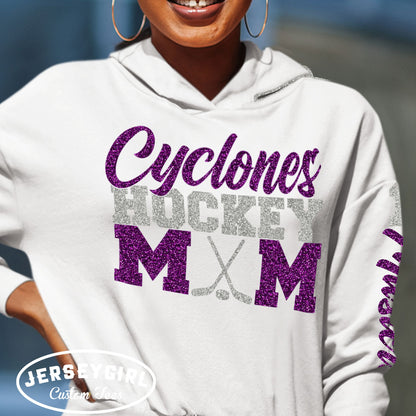 custom hockey mom sweatshirt with name & number