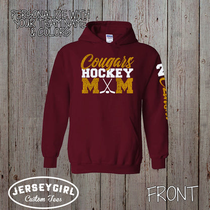 custom hockey mom sweatshirt with name & number