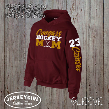 custom hockey mom sweatshirt with name & number