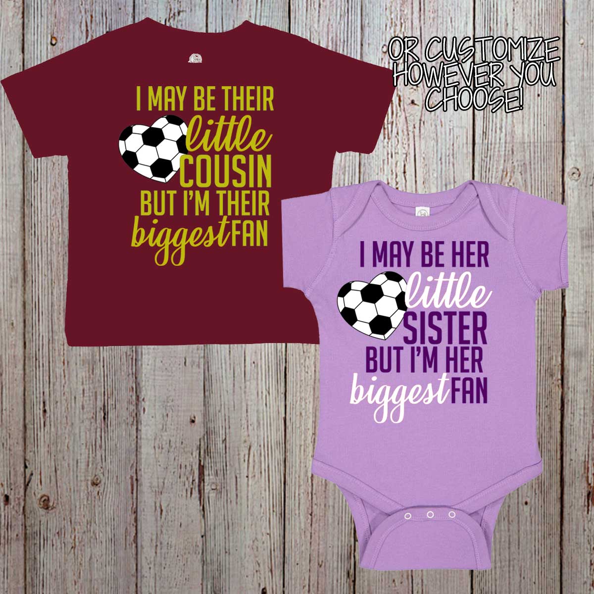 I May Be Her Little Brother But I'm Her Biggest Fan soccer baby bodysuit / toddler shirt