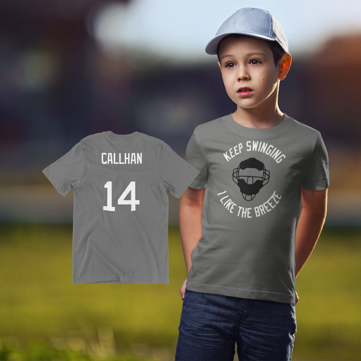Keep Swinging I Like the Breeze baseball catcher shirt