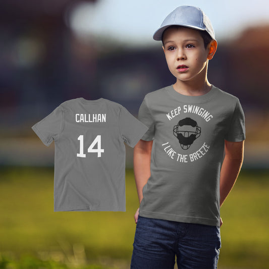 Keep Swinging I Like the Breeze baseball catcher shirt