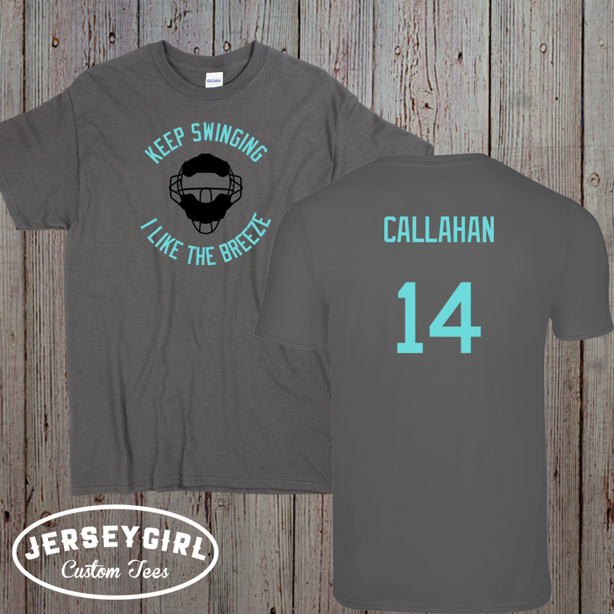 Keep Swinging I Like the Breeze baseball catcher shirt