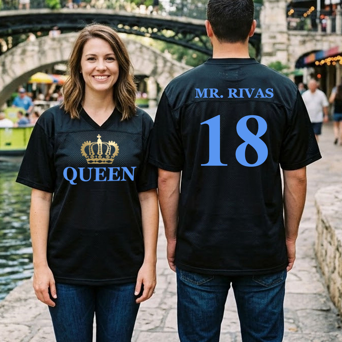 personalized king and queen football jerseys