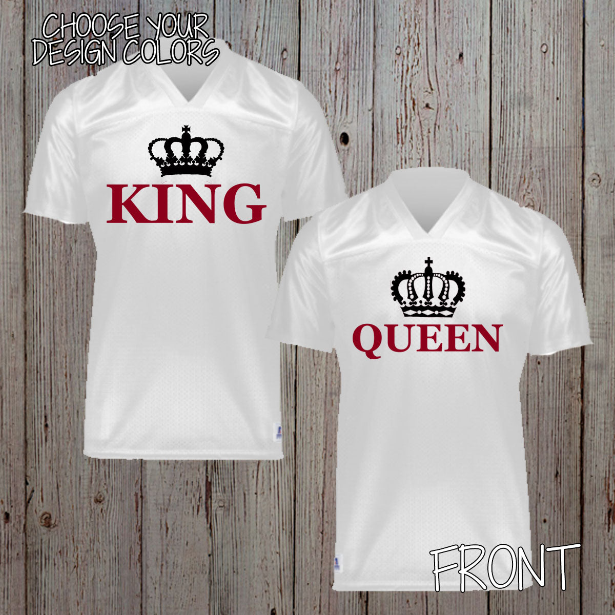 personalized king and queen football jerseys